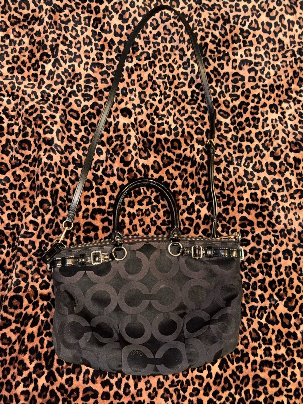Coach Black Signature C Jacquard Satchel